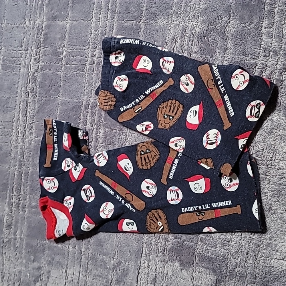 Bundles Unisex Baby Place Daddy's Lil' Winner Baseball 2 piece Sleep Set Size 3t